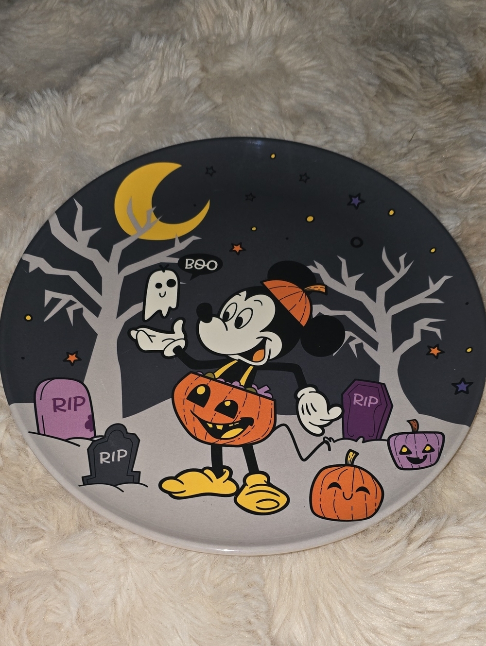 Disney Halloween Mickey Pumpkin Plate - Black, Orange, Yellow, Purple